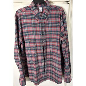 Brooks Brothers Original Polo Button Up Shirt Men Large L Blue Red Plaid Flannel
